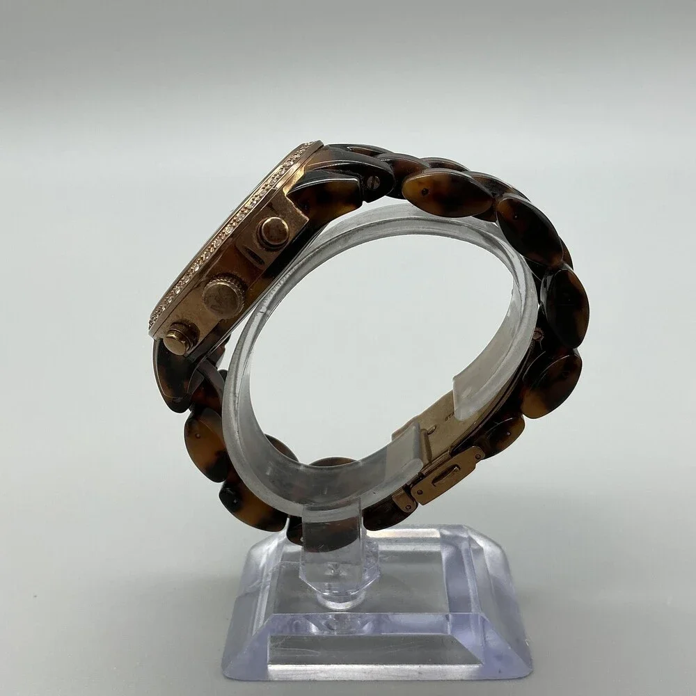 Michael Kors Blair Women Watch 43mm Faux Tortoise Band MK-5366 New Battery 6.5